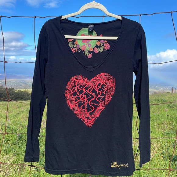 Desigual Tops - Desigual Follow the Rainbow heart Long sleeve tee